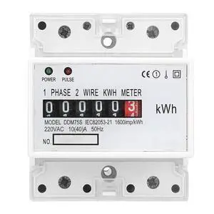 Electric Meter, Single Phase 4P LED DIN-Rail Electricity Power Consumption Wattmeter Energy Meter DDM75S 10 to 40A Digital Display Electric Meter, Single Phase 4P LED DIN-Rail Electricity Power Consumption Wattmeter Energy Meter DDM75S 10 to 40A Digital Display