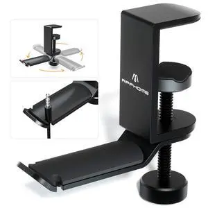 Under Desk Headphone Stand - 360 Degree Rotating Aluminum PC Gaming Headset Holder with Cable Organizer, Adjustable Screw Clamp Hanger for Heavy Headphones, VR Glasses & Bags, Universal Fit Under Desk Headphone Stand - 360 Degree Rotating Aluminum PC Gaming Headset Holder with Cable Organizer, Adjustable Screw Clamp Hanger for Heavy Headphones, VR Glasses & Bags, Universal Fit
