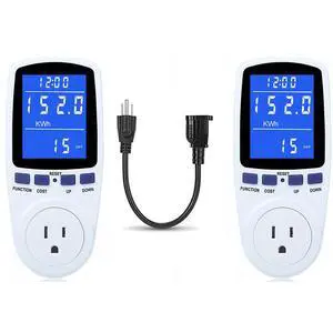 2 Pack Watt Meter Power Meter Plug Home Electricity Usage Monitor with 1 Cord, Electrical Usage Monitor Consumption, Energy Voltage Amps Kill Meter with Backlight, Overload Protection, 7 Modes Display 2 Pack Watt Meter Power Meter Plug Home Electricity Usage Monitor with 1 Cord, Electrical Usage Monitor Consumption, Energy Voltage Amps Kill Meter with Backlight, Overload Protection, 7 Modes Display