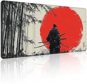 Waterproof Large Gaming Mouse Pad 31.5x15.7 Inch, XXL Mousepad with Non-Slip Rubber Base & Stitched Edges, Extended Desk Mat for Computer/Laptop/Office,Japanese Samurai Red Sun Waterproof Large Gaming Mouse Pad 31.5x15.7 Inch, XXL Mousepad with Non-Slip Rubber Base & Stitched Edges, Extended Desk Mat for Computer/Laptop/Office,Japanese Samurai Red Sun