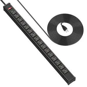 16 Outlet Power Strips, Extra Long Power Strip with 10ft Cord, Metal Heavy Duty Power Strip Wall Mount, Garage Workshop Commercial Industrial Power Strips with Circuit Breaker Switch (Black) 16 Outlet Power Strips, Extra Long Power Strip with 10ft Cord, Metal Heavy Duty Power Strip Wall Mount, Garage Workshop Commercial Industrial Power Strips with Circuit Breaker Switch (Black)