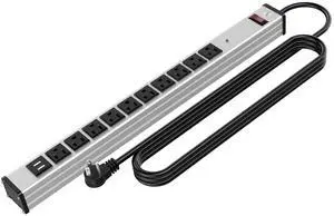 Outlets Aluminum Power Strip Metal Socket Heavy Duty with 6 Ft Extension Cord, Workshop, Industrial, 15A, 125V, 1875W. Silver and Black Outlets Aluminum Power Strip Metal Socket Heavy Duty with 6 Ft Extension Cord, Workshop, Industrial, 15A, 125V, 1875W. Silver and Black