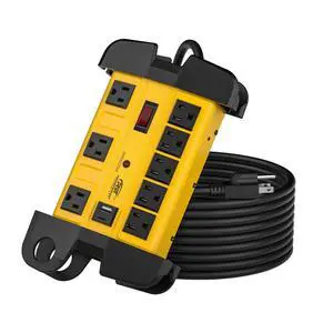 Heavy Duty Surge Protector Power Strip with USB-C Ports, CRST 8-Outlet Metal Industrial Power Block with 15A Circuit Breaker, 15ft Extension Cord, 1350 Joules for Workshop, Garage, Office, Shop Heavy Duty Surge Protector Power Strip with USB-C Ports, CRST 8-Outlet Metal Industrial Power Block with 15A Circuit Breaker, 15ft Extension Cord, 1350 Joules for Workshop, Garage, Office, Shop