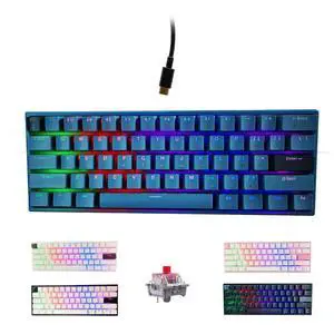Portable 60% Mechanical Gaming Keyboard, LED Backlit Compact 61 Keys Mini Wired Office Keyboard with Red Switch, for Windows Laptop PC Mac - Black/GreyPale BlueRed Swich Portable 60% Mechanical Gaming Keyboard, LED Backlit Compact 61 Keys Mini Wired Office Keyboard with Red Switch, for Windows Laptop PC Mac - Black/GreyPale BlueRed Swich
