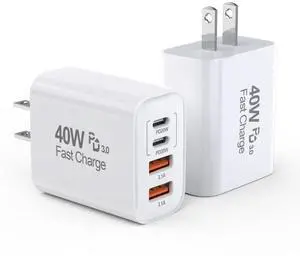 USB C Charger Block, 2Pack 40W 4-Port USB C iPhone Charger Fast Charging Plug Dual Port PD Power Adapter + QC Double Block Multi-port Brick Type C Box Plug for iPhone 16/15/14/13/12/11/Pro Max/XS,iPad USB C Charger Block, 2Pack 40W 4-Port USB C iPhone Charger Fast Charging Plug Dual Port PD Power Adapter + QC Double Block Multi-port Brick Type C Box Plug for iPhone 16/15/14/13/12/11/Pro Max/XS,iPad