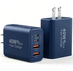 USB C Charger Block, 2Pack 40W 4 Ports Type C Fast Phone Charging Cubes PD 3.0 Wall Plug+ QC 3.0 USB A Charger Power Brick Box for iPhone 16/15/14/13/12/11 Pro Max, Galaxy, Pixel,Dark Blue USB C Charger Block, 2Pack 40W 4 Ports Type C Fast Phone Charging Cubes PD 3.0 Wall Plug+ QC 3.0 USB A Charger Power Brick Box for iPhone 16/15/14/13/12/11 Pro Max, Galaxy, Pixel,Dark Blue