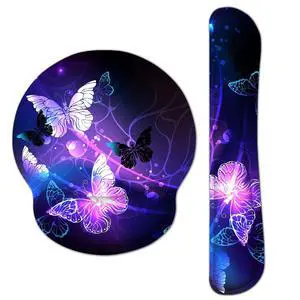 Keyboard Wrist Rest and Mouse Pad with Wrist Support, Memory Foam Set for Gaming and Office, Comfortable & Lightweight for Easy Typing & Pain Relief (White Butterflies) Keyboard Wrist Rest and Mouse Pad with Wrist Support, Memory Foam Set for Gaming and Office, Comfortable & Lightweight for Easy Typing & Pain Relief (White Butterflies)