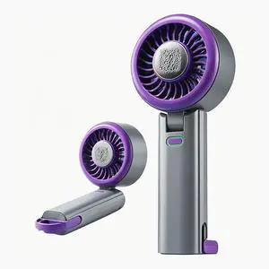 Portable Handheld Fan with Ice Compress with Hook (Purple-Grey) Portable Handheld Fan with Ice Compress with Hook (Purple-Grey)
