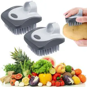 2 Pieces Vegetable Brush Potato Scrubber Brush Silicone Hard and Soft Side Fruit Cleaning Tools for Delicate or Tough-Skinned Vegetables, Dark Gary 2 Pieces Vegetable Brush Potato Scrubber Brush Silicone Hard and Soft Side Fruit Cleaning Tools for Delicate or Tough-Skinned Vegetables, Dark Gary