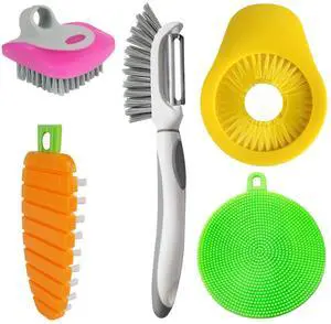 Flexible Vegetable Brush Fruit and Vegetable Brushes, Vegetable/Fruit Peeler with Brush Bendable Fruit Brush Scrubber for Food Veggies Carrot Potato Corn, 5 Pcs Flexible Vegetable Brush Fruit and Vegetable Brushes, Vegetable/Fruit Peeler with Brush Bendable Fruit Brush Scrubber for Food Veggies Carrot Potato Corn, 5 Pcs