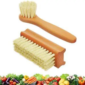 Vegetable Brush Set of 2 - Fruit and Vegetable Brush Scrubber for Food, Potato Scrubber, Mushroom Brush with Comfortable Wooden Handle, Veggie Brush for Carrots, Natural Produce Cleaning Brush Vegetable Brush Set of 2 - Fruit and Vegetable Brush Scrubber for Food, Potato Scrubber, Mushroom Brush with Comfortable Wooden Handle, Veggie Brush for Carrots, Natural Produce Cleaning Brush