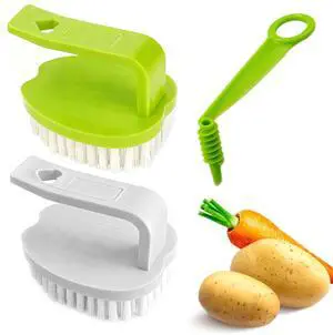 3 Pack Potato Brush Set, 2 Vegetable Scrubber Brush & 1 Spiral Cutter, Handheld Cleaning Brush for Veggie Fruit, Manual Slicer for Kitchen Cooking 3 Pack Potato Brush Set, 2 Vegetable Scrubber Brush & 1 Spiral Cutter, Handheld Cleaning Brush for Veggie Fruit, Manual Slicer for Kitchen Cooking