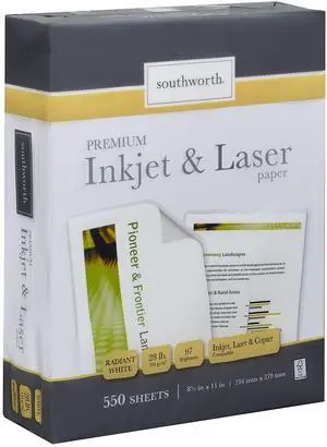 Inkjet & Laser Printer Paper, 8.5" x 11", 28 lb., Radiant White, 550 Sheets (91723-01) Inkjet & Laser Printer Paper, 8.5" x 11", 28 lb., Radiant White, 550 Sheets (91723-01)