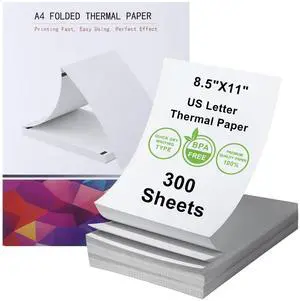 8.5 x 11 Inch A4 Thermal Printer Paper, BPA/BPS-Free, Folded Continuous Paper, Compatible with M08F, MT800, Brother PocketJet PJ762/PJ763MFi (300 Sheets) 8.5 x 11 Inch A4 Thermal Printer Paper, BPA/BPS-Free, Folded Continuous Paper, Compatible with M08F, MT800, Brother PocketJet PJ762/PJ763MFi (300 Sheets)