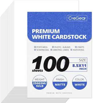 100 Sheets White Cardstock Paper 8.5 x 11, 92lb/250gsm Card Stock 100 Sheets White Cardstock Paper 8.5 x 11, 92lb/250gsm Card Stock