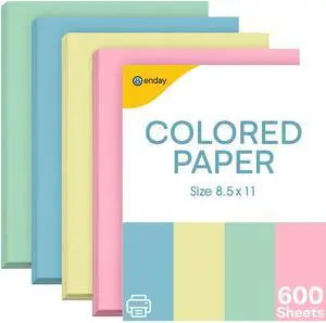 Colored Paper 8.5 x 11, Copy Paper (600 Pack) Letter Size Printer Paper, Assorted Colors, for Printer, Arts & Crafts, DIY Projects, Office & School - Pink, Blue, Yellow, Green - 150 Sheets Per Color Colored Paper 8.5 x 11, Copy Paper (600 Pack) Letter Size Printer Paper, Assorted Colors, for Printer, Arts & Crafts, DIY Projects, Office & School - Pink, Blue, Yellow, Green - 150 Sheets Per Color