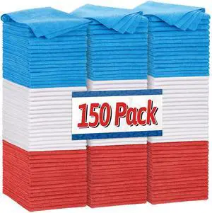 Shop Towels, Pack of 150, Microfiber Cleaning Cloth Bulk, Microfiber Towels for Cars, Lint Free, Scratch-Free Cleaning Rags for Housekeeping, 11.5 x 11.5 inch Shop Towels, Pack of 150, Microfiber Cleaning Cloth Bulk, Microfiber Towels for Cars, Lint Free, Scratch-Free Cleaning Rags for Housekeeping, 11.5 x 11.5 inch