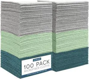 100 Pack Microfiber Cleaning Cloth, Edgeless Bulk Towels for Home, Reusable Microfiber Towels for Cars, Cleaning Rags, Assorted Green and Grey, 11.5 Inches x 11.5 Inches, 100 Count 100 Pack Microfiber Cleaning Cloth, Edgeless Bulk Towels for Home, Reusable Microfiber Towels for Cars, Cleaning Rags, Assorted Green and Grey, 11.5 Inches x 11.5 Inches, 100 Count