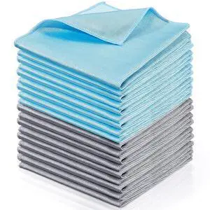 18 Pcs Microfiber Glass Cleaning Cloths (16 x 16) Polishing Cloth - Streak Free - Lint Free - Quickly Clean Windows, Glasses, Windshields, Mirrors, Stainless Steel, Monitor(Blue Gray) 18 Pcs Microfiber Glass Cleaning Cloths (16 x 16) Polishing Cloth - Streak Free - Lint Free - Quickly Clean Windows, Glasses, Windshields, Mirrors, Stainless Steel, Monitor(Blue Gray)
