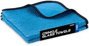 Glass Microfiber Cleaning Cloth for Car and Home 2 Pack, Glass Towels for Mirror, and Picture Frames, and Car Detailing Kit, 16 inch x 16 inch, Blue Glass Microfiber Cleaning Cloth for Car and Home 2 Pack, Glass Towels for Mirror, and Picture Frames, and Car Detailing Kit, 16 inch x 16 inch, Blue