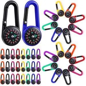 32 Pcs Compass Keychain for Kids Adventure Camping Small Keychain Belt Clips With Holes Compass Metal Buckle Outdoor Camping Party Favors (Multi Color) 32 Pcs Compass Keychain for Kids Adventure Camping Small Keychain Belt Clips With Holes Compass Metal Buckle Outdoor Camping Party Favors (Multi Color)