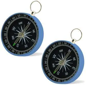 Pocket Compass, 2 Pieces Mini Compass with Key Ring, Suitable for Hiking Survival, Mountaineering Camping, Outdoor Adventure Party Navigation Tools Blue Color Pocket Compass, 2 Pieces Mini Compass with Key Ring, Suitable for Hiking Survival, Mountaineering Camping, Outdoor Adventure Party Navigation Tools Blue Color