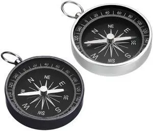 Pocket Compass, 2 in 1 Set Survival Sports Navigation Compass with Key Ring for Outdoors Camping Hiking, White Black Pocket Compass, 2 in 1 Set Survival Sports Navigation Compass with Key Ring for Outdoors Camping Hiking, White Black