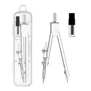 2 Pack Student Metal Compass Set for Geometry with Extra Lead Refills, Math Compass, Compass Drawing Tool, Drafting Compass for Students, Compass for Office School Supplies and Woodworking (2) 2 Pack Student Metal Compass Set for Geometry with Extra Lead Refills, Math Compass, Compass Drawing Tool, Drafting Compass for Students, Compass for Office School Supplies and Woodworking (2)
