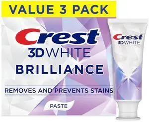 3D White Brilliance Bright Mint Teeth Whitening Toothpaste, 4.3 oz Pack of 3, 100% More Surface Stain Removal, 24 Hour Active Stain Prevention, Whiter Teeth in 3 Days 3D White Brilliance Bright Mint Teeth Whitening Toothpaste, 4.3 oz Pack of 3, 100% More Surface Stain Removal, 24 Hour Active Stain Prevention, Whiter Teeth in 3 Days