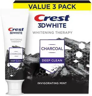 3D White Whitening Therapy Charcoal Deep Clean Invigorating Mint Teeth Whitening Toothpaste, 4.6 oz Pack of 3, Anticavity Fluoride Toothpaste, Gently Brightens Teeth, Strengthens Enamel 3D White Whitening Therapy Charcoal Deep Clean Invigorating Mint Teeth Whitening Toothpaste, 4.6 oz Pack of 3, Anticavity Fluoride Toothpaste, Gently Brightens Teeth, Strengthens Enamel