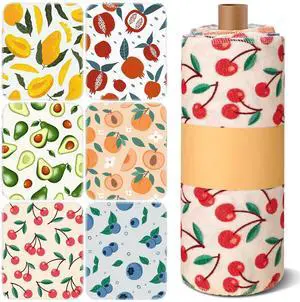 30 Pcs Reusable Paper Towels Rolls Towels Bulk Kitchen Washable Paperless Cloth Cotton Hand Napkins with Cardboard Reusable Napkins for Kitchen Bathroom (Fruit Design) 30 Pcs Reusable Paper Towels Rolls Towels Bulk Kitchen Washable Paperless Cloth Cotton Hand Napkins with Cardboard Reusable Napkins for Kitchen Bathroom (Fruit Design)