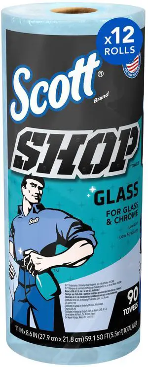 Glass Towels (32896), Blue, Cloth-like Paper Towel for Mirrors and Chrome, 8.6"x11" Wipe (12 Rolls of 90 Sheets, 1,080 Sheet Total) Glass Towels (32896), Blue, Cloth-like Paper Towel for Mirrors and Chrome, 8.6"x11" Wipe (12 Rolls of 90 Sheets, 1,080 Sheet Total)