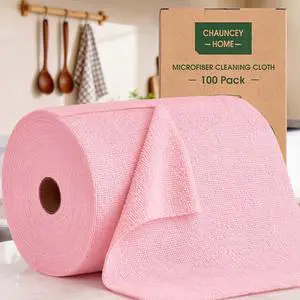 Microfiber Cleaning Cloth Roll - 100 Pack Tear Away Microfiber Paper Towels, Reusable, Washable, Scratch-Free, Kitchen Towels for Car, Home, Kitchen, Glass, Dishes(Pink) Microfiber Cleaning Cloth Roll - 100 Pack Tear Away Microfiber Paper Towels, Reusable, Washable, Scratch-Free, Kitchen Towels for Car, Home, Kitchen, Glass, Dishes(Pink)