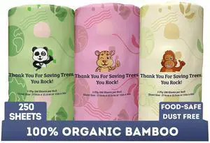 Bamboo Paper Towels | 2-Ply, 3 Rolls, 250 Sheets per Roll | Gentle for Sensitive Skin & Daily Cleaning Tasks Bamboo Paper Towels | 2-Ply, 3 Rolls, 250 Sheets per Roll | Gentle for Sensitive Skin & Daily Cleaning Tasks