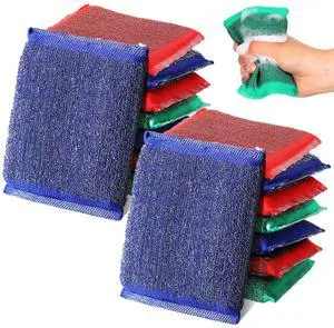 Steel Wool Scrub Sponges for Kitchen, 16 Pack Non-Scratch Dish Sponges Multipurpose Cleaning Scrubbers for Dishes, Pots, Pans and Hard Stains, Color Random Steel Wool Scrub Sponges for Kitchen, 16 Pack Non-Scratch Dish Sponges Multipurpose Cleaning Scrubbers for Dishes, Pots, Pans and Hard Stains, Color Random