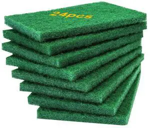 24PCS Scouring Pad - Premium Heavy Duty Scrub Pads, Reusable Household Green Dish Scrubber, Multipurpose Scour pad - for Kitchen Scrubber & Metal Grills, 3.9 x 5.9 x 0.36IN 24PCS Scouring Pad - Premium Heavy Duty Scrub Pads, Reusable Household Green Dish Scrubber, Multipurpose Scour pad - for Kitchen Scrubber & Metal Grills, 3.9 x 5.9 x 0.36IN