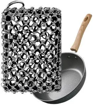 2026 Upgrade 316 Stainless Steel Pan Cleaner,4.5 Inch Triple-Ring Chain Mail Scrubber with Silicone Core, Cast Iron Pot Brush for Easier Removal of Stubborn Oil Stains & Food ResidueBlack 2026 Upgrade 316 Stainless Steel Pan Cleaner,4.5 Inch Triple-Ring Chain Mail Scrubber with Silicone Core, Cast Iron Pot Brush for Easier Removal of Stubborn Oil Stains & Food ResidueBlack