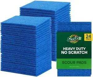 Scouring Pad 24 Pack - Heavy Duty Scrub Pads for Cleaning Dishes - Non-Scratch Reusable Scrubbing - Blue Scouring Pad 24 Pack - Heavy Duty Scrub Pads for Cleaning Dishes - Non-Scratch Reusable Scrubbing - Blue