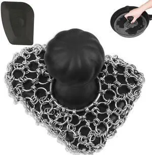 Cast Iron Scrubber with Handle 316 Dish Cast Cleaner Chainmail Scrubber for Pan Skillet Iron Scrub Brush Steel Wool Scrubber Cleaning Kit (1 Scrub + 1 Scraper) Cast Iron Scrubber with Handle 316 Dish Cast Cleaner Chainmail Scrubber for Pan Skillet Iron Scrub Brush Steel Wool Scrubber Cleaning Kit (1 Scrub + 1 Scraper)