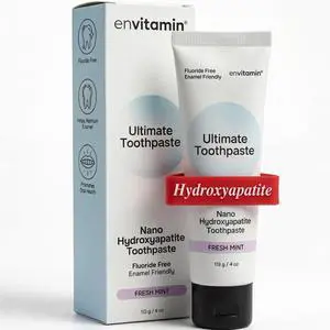 Fluoride Free Nano Hydroxyapatite Ultimate Toothpaste for Remineralizing Enamel & Sensitive Relief, Whitening, Antiplaque, SLS Free, Fresh Mint, 4 oz (1 Tube, Fresh Mint) Fluoride Free Nano Hydroxyapatite Ultimate Toothpaste for Remineralizing Enamel & Sensitive Relief, Whitening, Antiplaque, SLS Free, Fresh Mint, 4 oz (1 Tube, Fresh Mint)