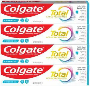 Total Active Prevention Whitening Gel Toothpaste with Fluoride, Bulk with Clinically Proven Formula That Fights Plaque Bacteria, Mint, 4 Pack, 5.1 oz Total Active Prevention Whitening Gel Toothpaste with Fluoride, Bulk with Clinically Proven Formula That Fights Plaque Bacteria, Mint, 4 Pack, 5.1 oz