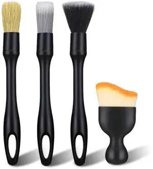 4 Pcs Car Detailing Brush Set, Boars Hair Ultra Soft Detailing Brushes for Interior Exterior, Multi-Use Cleaning Tools for Air Vents, Wheels, Leather 4 Pcs Car Detailing Brush Set, Boars Hair Ultra Soft Detailing Brushes for Interior Exterior, Multi-Use Cleaning Tools for Air Vents, Wheels, Leather