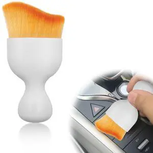 1Pcs Auto Soft Hair Brush Advanced Car Interior Detailing Brush for Dashboard Air Vent Gaps Dust Removal and Cleaning, White handle, yellowish-brown bristles 1Pcs Auto Soft Hair Brush Advanced Car Interior Detailing Brush for Dashboard Air Vent Gaps Dust Removal and Cleaning, White handle, yellowish-brown bristles