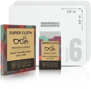 Super-Cloth Glasses Cleaning Cloths (6-Pack) Premium Microfiber Lens Cleaning Cloth for Eyeglasses, Sunglasses, Camera Lenses, Screens & VR Headsets, Lint-Free, Scratch-Safe, Washable & Reusable Super-Cloth Glasses Cleaning Cloths (6-Pack) Premium Microfiber Lens Cleaning Cloth for Eyeglasses, Sunglasses, Camera Lenses, Screens & VR Headsets, Lint-Free, Scratch-Safe, Washable & Reusable