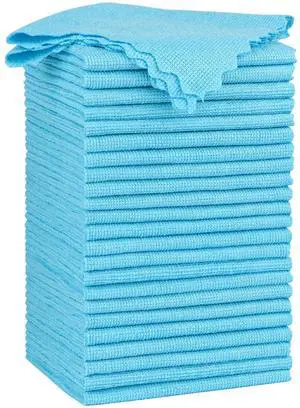 Microfiber Cleaning Cloth - 24 Pack, Blue Cleaning Rags 12x11 inch Microfiber Cleaning Cloth - 24 Pack, Blue Cleaning Rags 12x11 inch