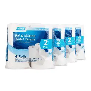 Camper & RV Toilet Paper - 16-Rolls - 2-Ply Quick Dissolve RV Septic Safe Bath Tissue - Dye & Fragrance Free - 500 Sheets Per Roll (40282) Camper & RV Toilet Paper - 16-Rolls - 2-Ply Quick Dissolve RV Septic Safe Bath Tissue - Dye & Fragrance Free - 500 Sheets Per Roll (40282)