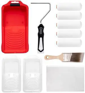 4 Inch Foam Paint Roller Kit with Tray, Liners & Brush 4 Inch Foam Paint Roller Kit with Tray, Liners & Brush