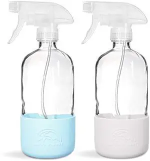 Glass Spray Bottles for Cleaning, Silicone Sleeve Bottom for Protection, Reusable Glass Spray Bottles 16 Oz With Adjustable Nozzle Settings (2 Pack) Glass Spray Bottles for Cleaning, Silicone Sleeve Bottom for Protection, Reusable Glass Spray Bottles 16 Oz With Adjustable Nozzle Settings (2 Pack)
