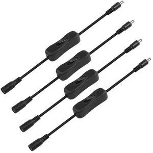 DC5521 Inline Switch On Off Cable, 4PCS DC 5.5mm x 2.1mm Male to Female Extension Cable with 304 On/Off Switch for CCTV Security Surveillance Wireless IP Camera etc DC5521 Inline Switch On Off Cable, 4PCS DC 5.5mm x 2.1mm Male to Female Extension Cable with 304 On/Off Switch for CCTV Security Surveillance Wireless IP Camera etc