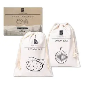 Eco Potato & Onion Storage Bags, Linen Cotton Material, 30 * 40cm Eco Potato & Onion Storage Bags, Linen Cotton Material, 30 * 40cm